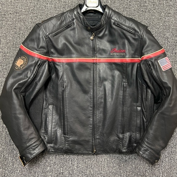 Licensed Indian Motorcycle Other - Indian Motorcyle Licensed Freeway Black Leather Coat Jacket Men's XXL